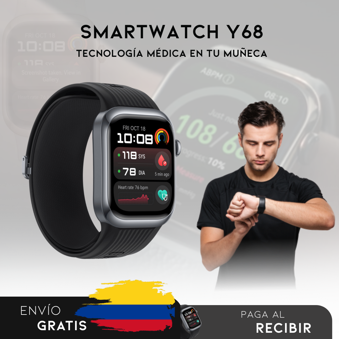Smartwatch Y68 - Reloj inteligente que cuida de tu salud-